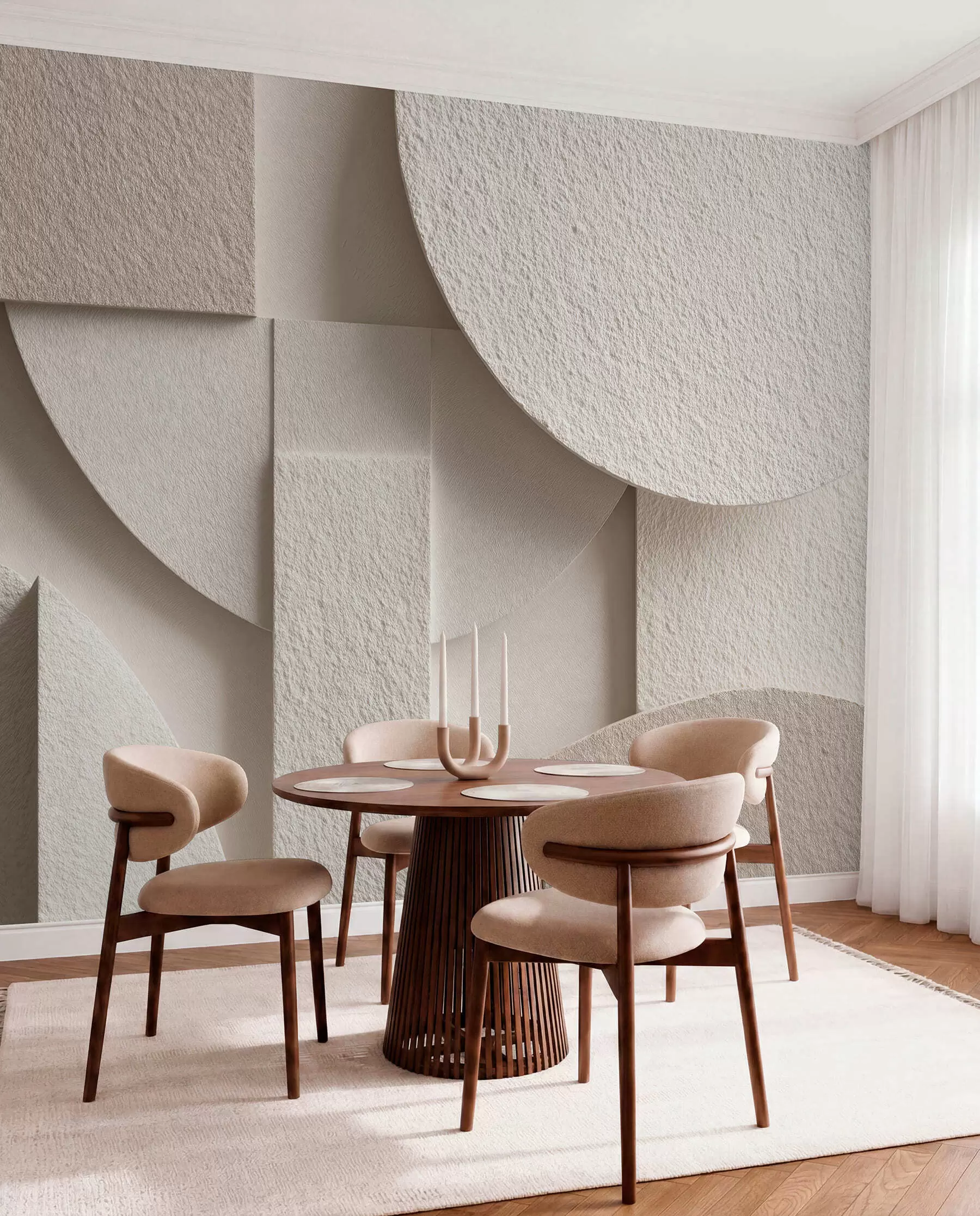 murales de pared Composición abstracta de formas geométricas de color beige w04395