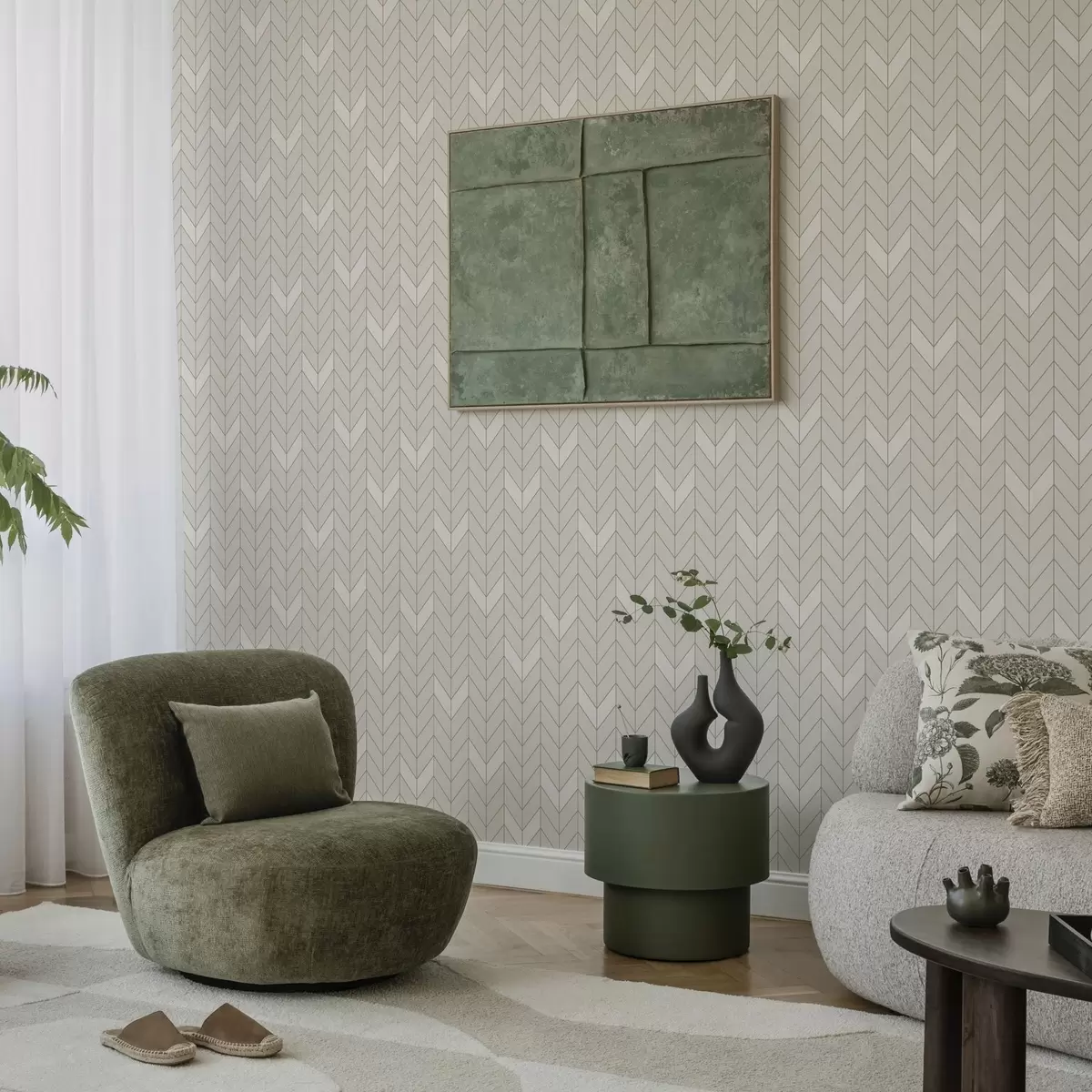 Papel pintado Motivo geométrico de líneas finas a00487
