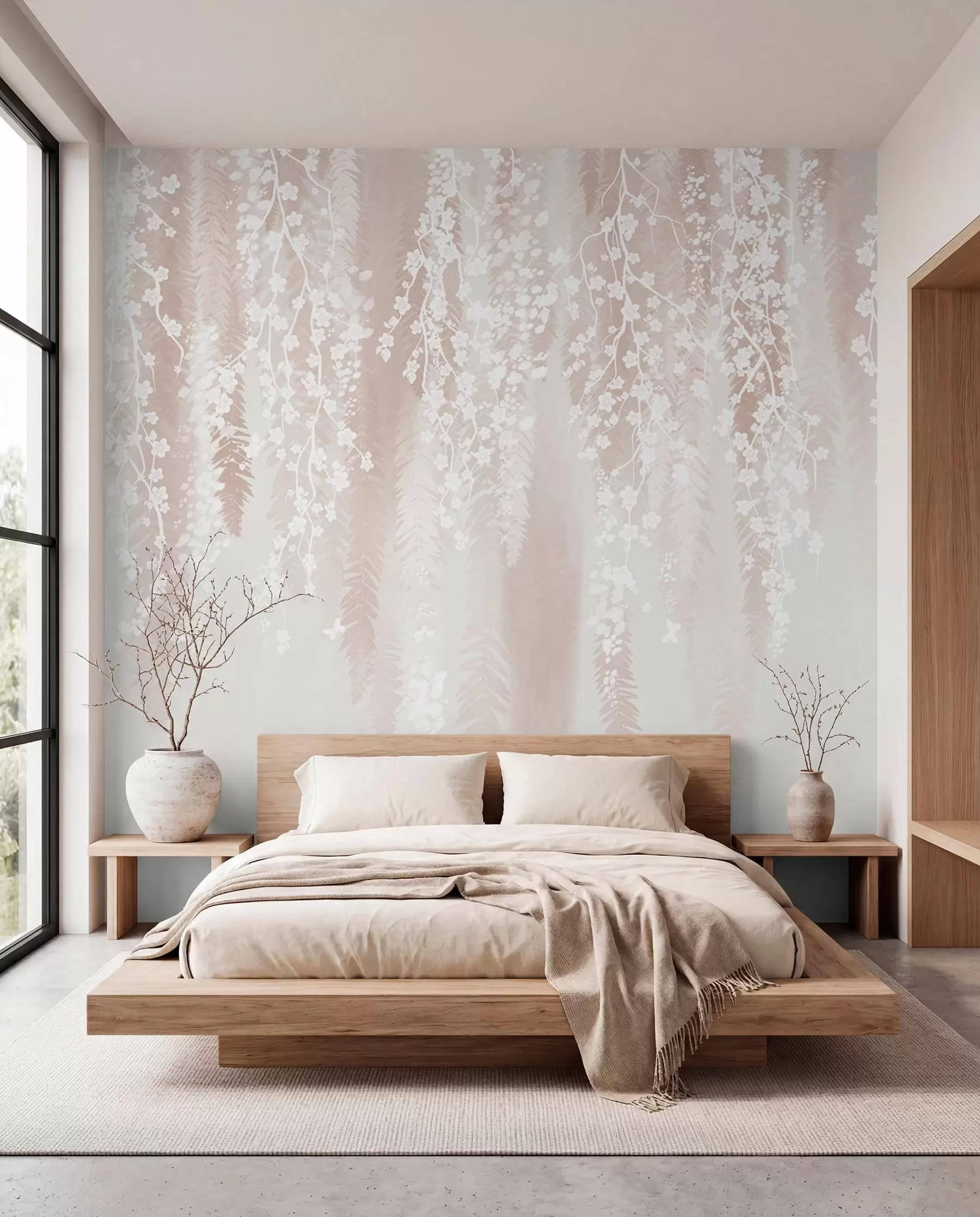 murales de pared Cortina de flores blancas w04417