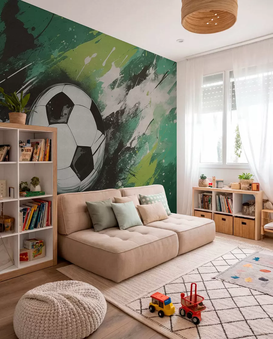 murales de pared Fútbol en pinceladas verdes w04467