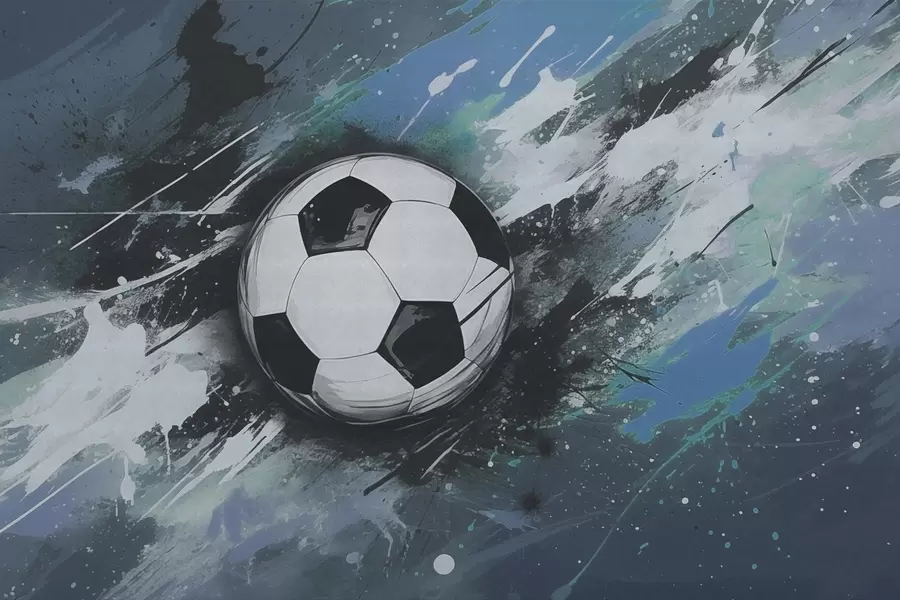 murales de pared Balón de fútbol con un graffiti borroso de fondo w04467v1