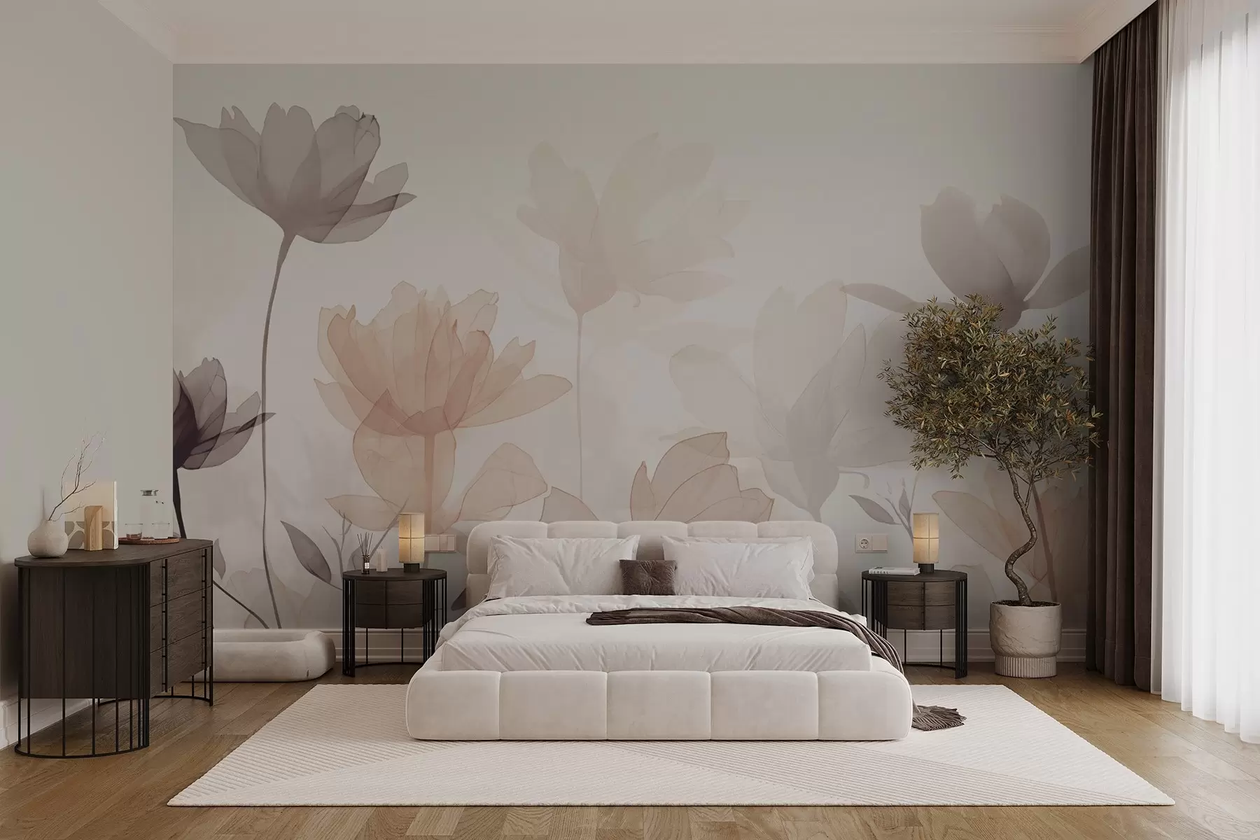 murales de pared Siluetas de flores w04489