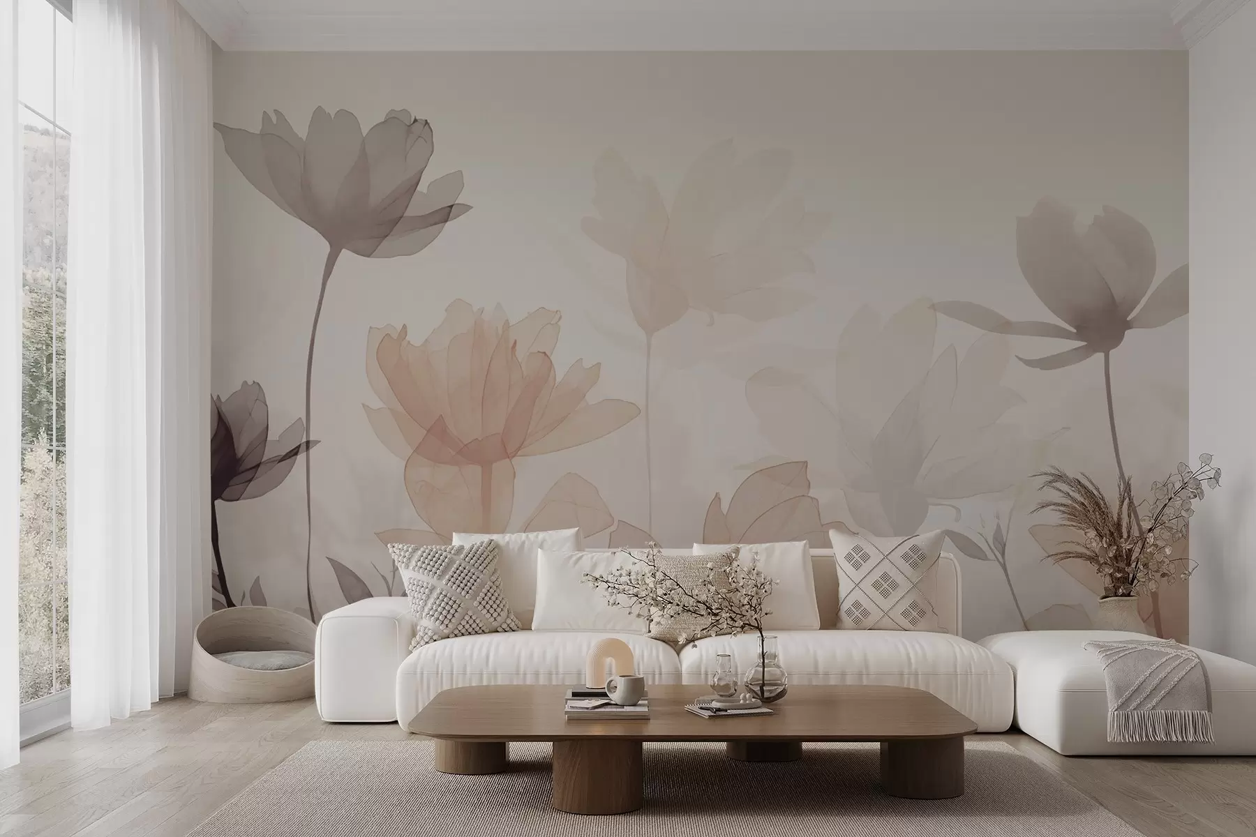 murales de pared Siluetas de flores w04489