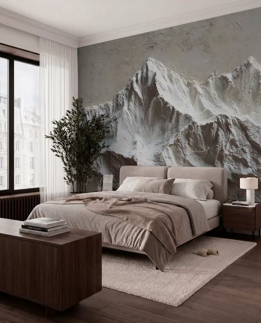 murales de pared Montañas en relieve en tonos claros con textura w04396
