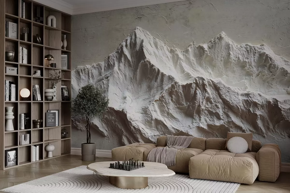 murales de pared Montañas en relieve en tonos claros con textura w04396