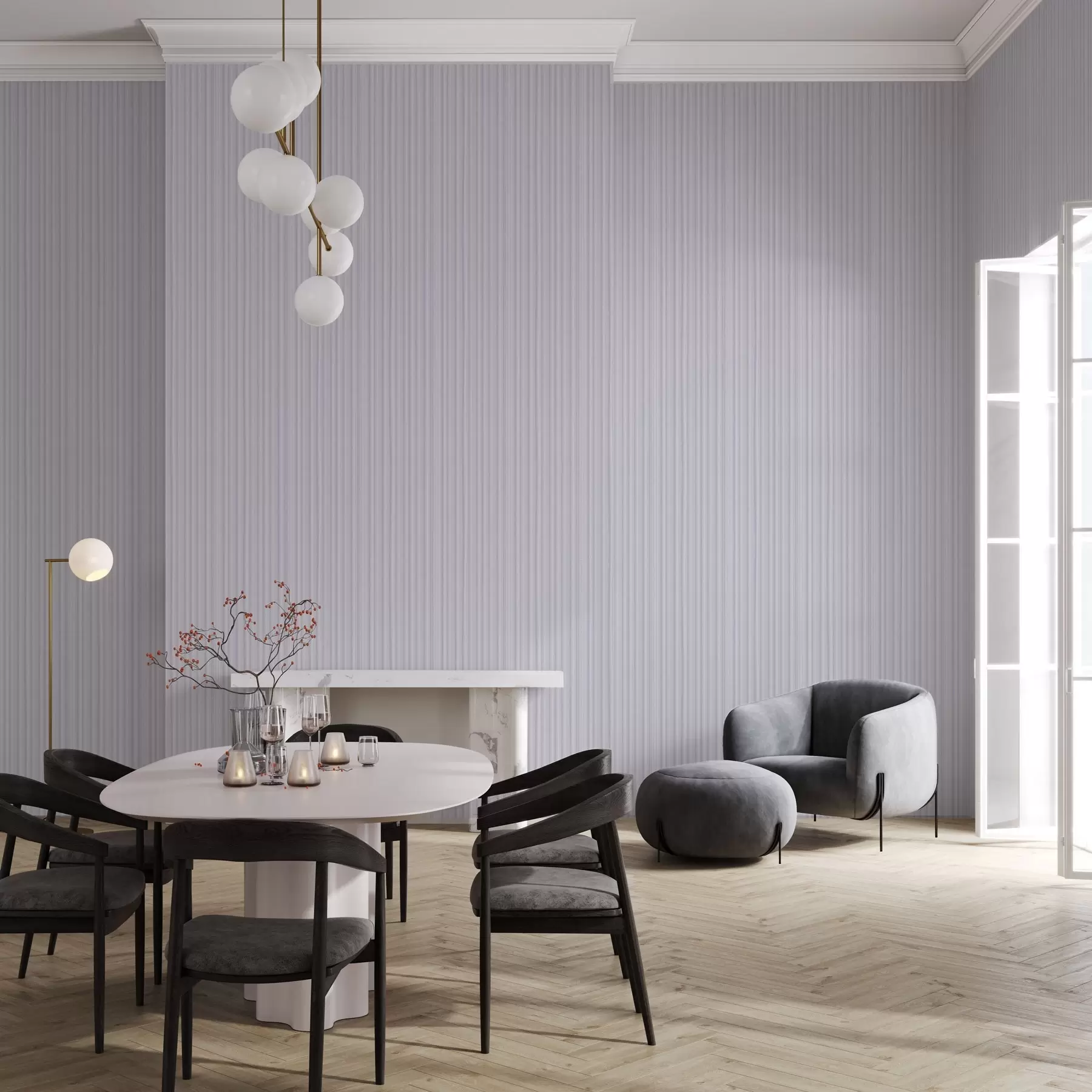 murales de pared Rayas lavanda en tonos pastel a00511