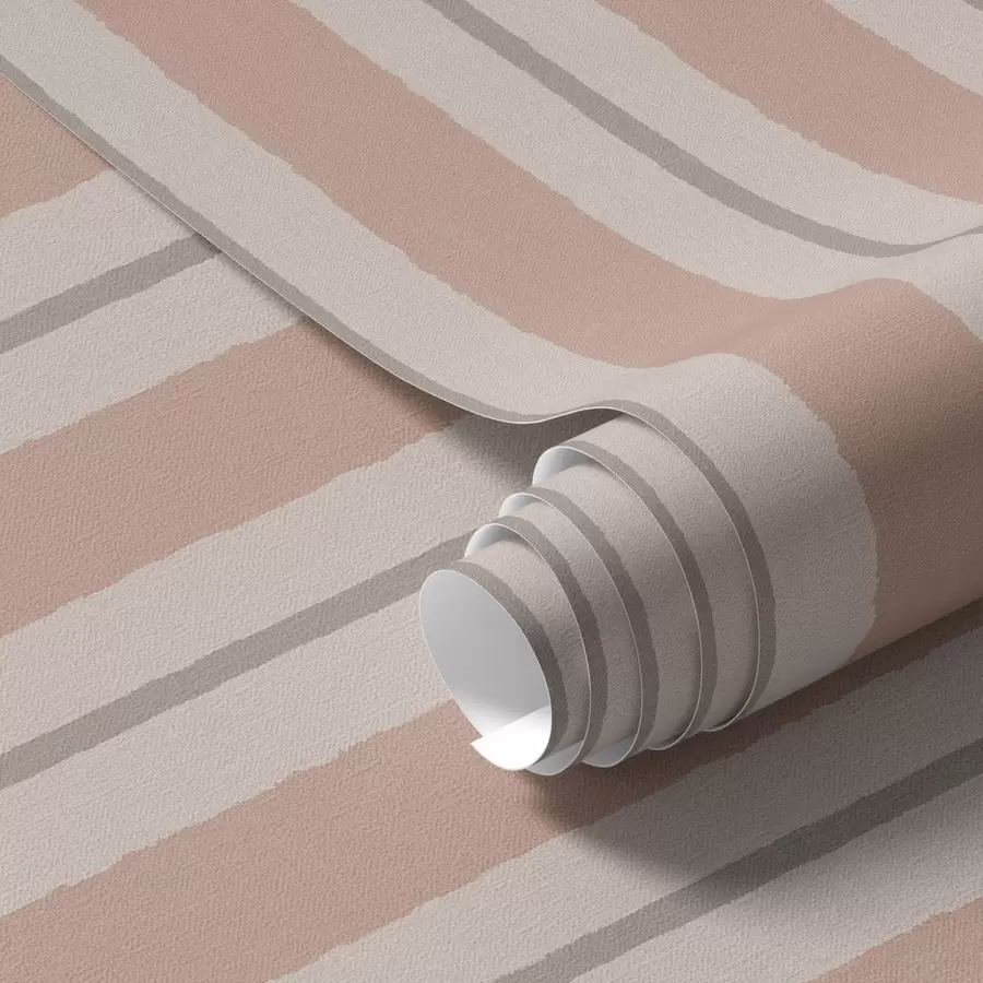 murales de pared Rayas anchas de color beige terracota con un acento grisáceo a00513