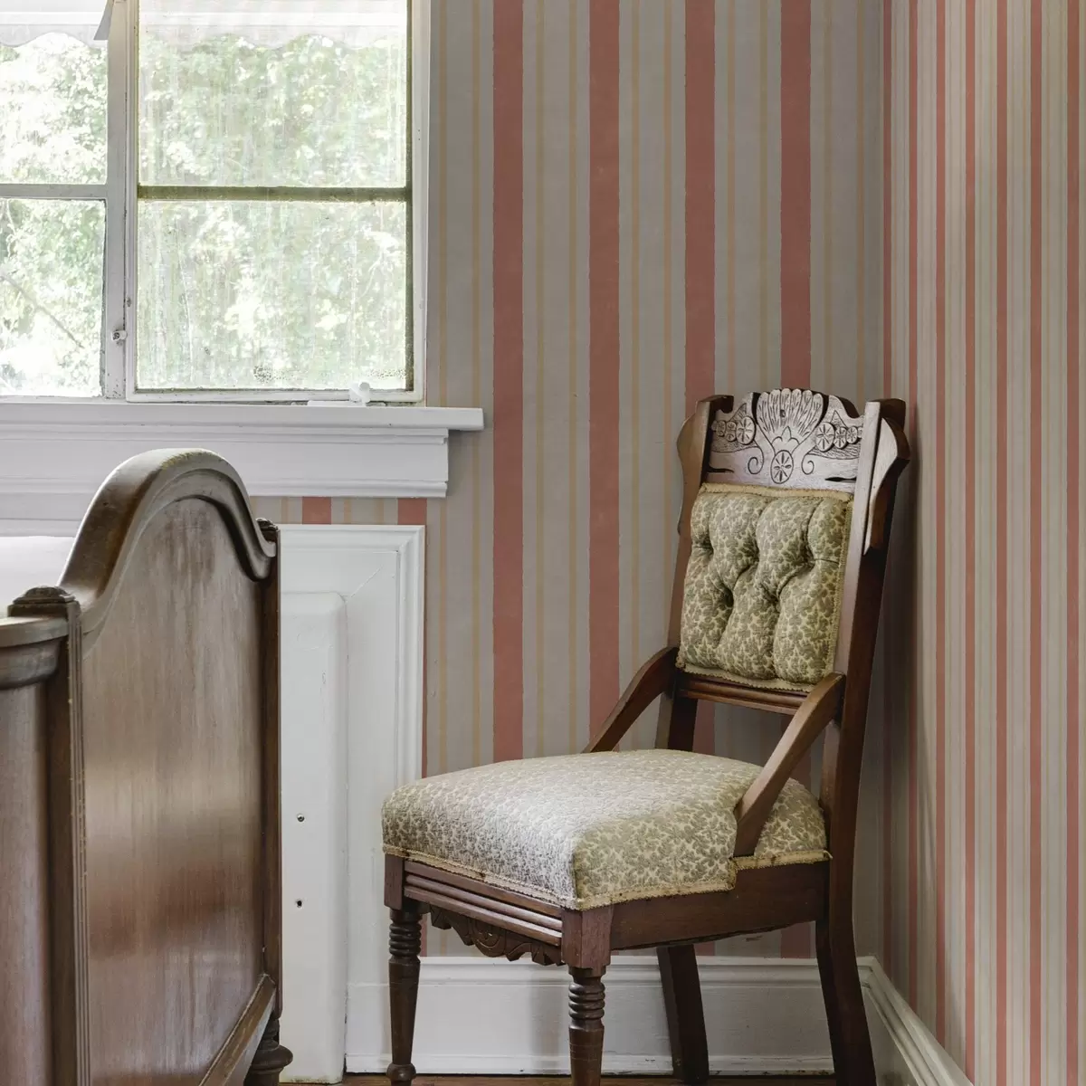 Papel pintado Rayas anchas en tonos terracota-beige a00514