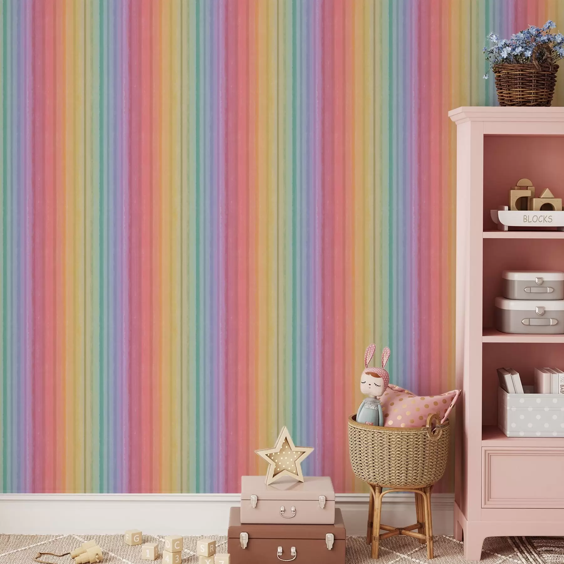 murales de pared Rayas arco iris con expresivos acentos de color a00553