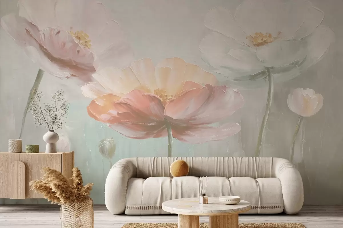 murales de pared Amapolas al pastel volumétricas al óleo w09310v1