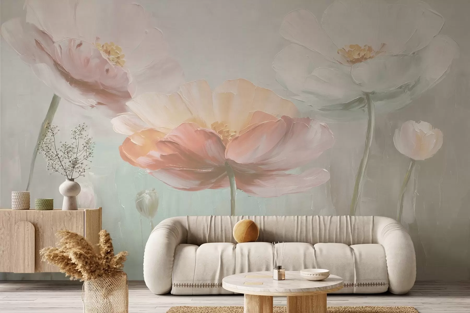 murales de pared Amapolas al pastel volumétricas al óleo w09310v1