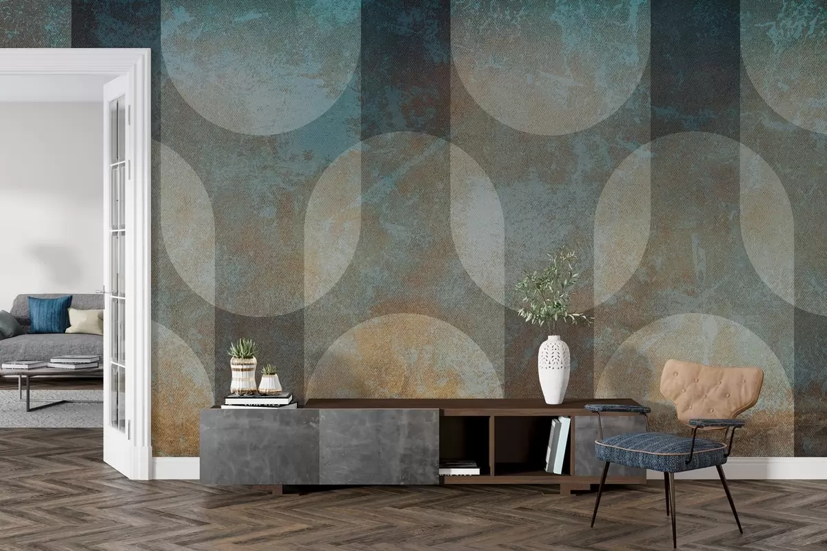 murales de pared Geometría abstracta de estilo retro-moderno w04495