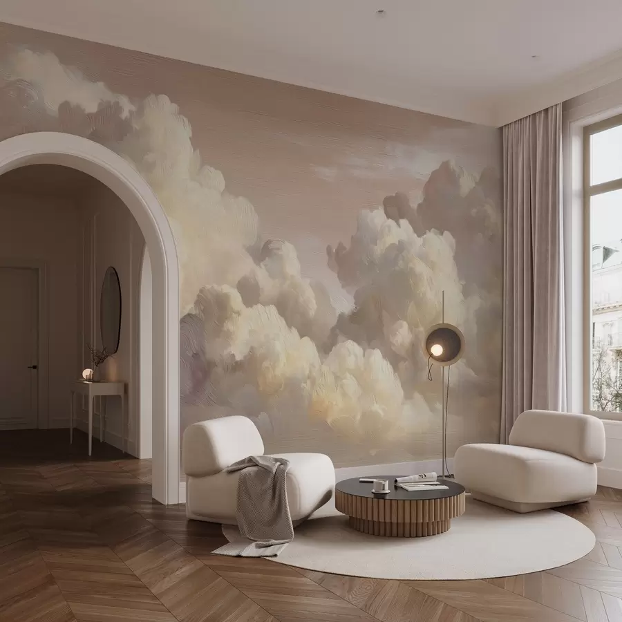 murales de pared Nubes bañadas por una cálida luz rosa pastel w04550v1