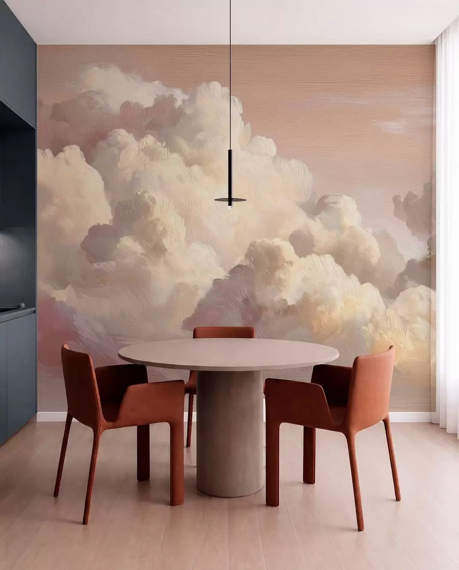 murales de pared Nubes bañadas por una cálida luz rosa pastel w04550v1