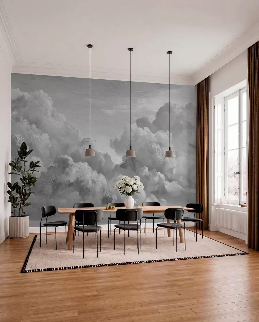 murales de pared Formación de nubes monocromáticas con textura w04550v3