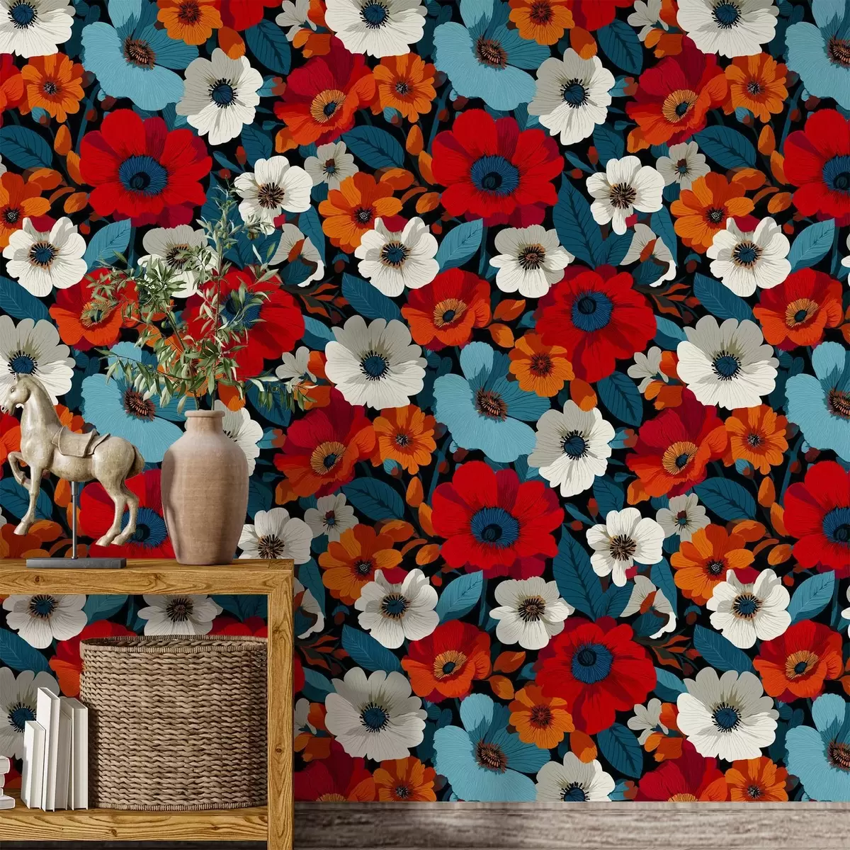 Papel pintado Flores multicolores a00542