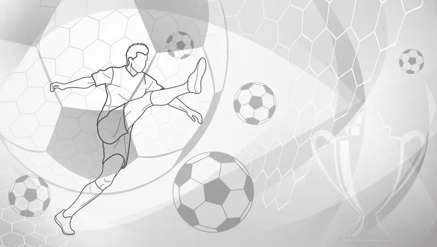 murales de pared Jugador de fútbol y balones w04601v1