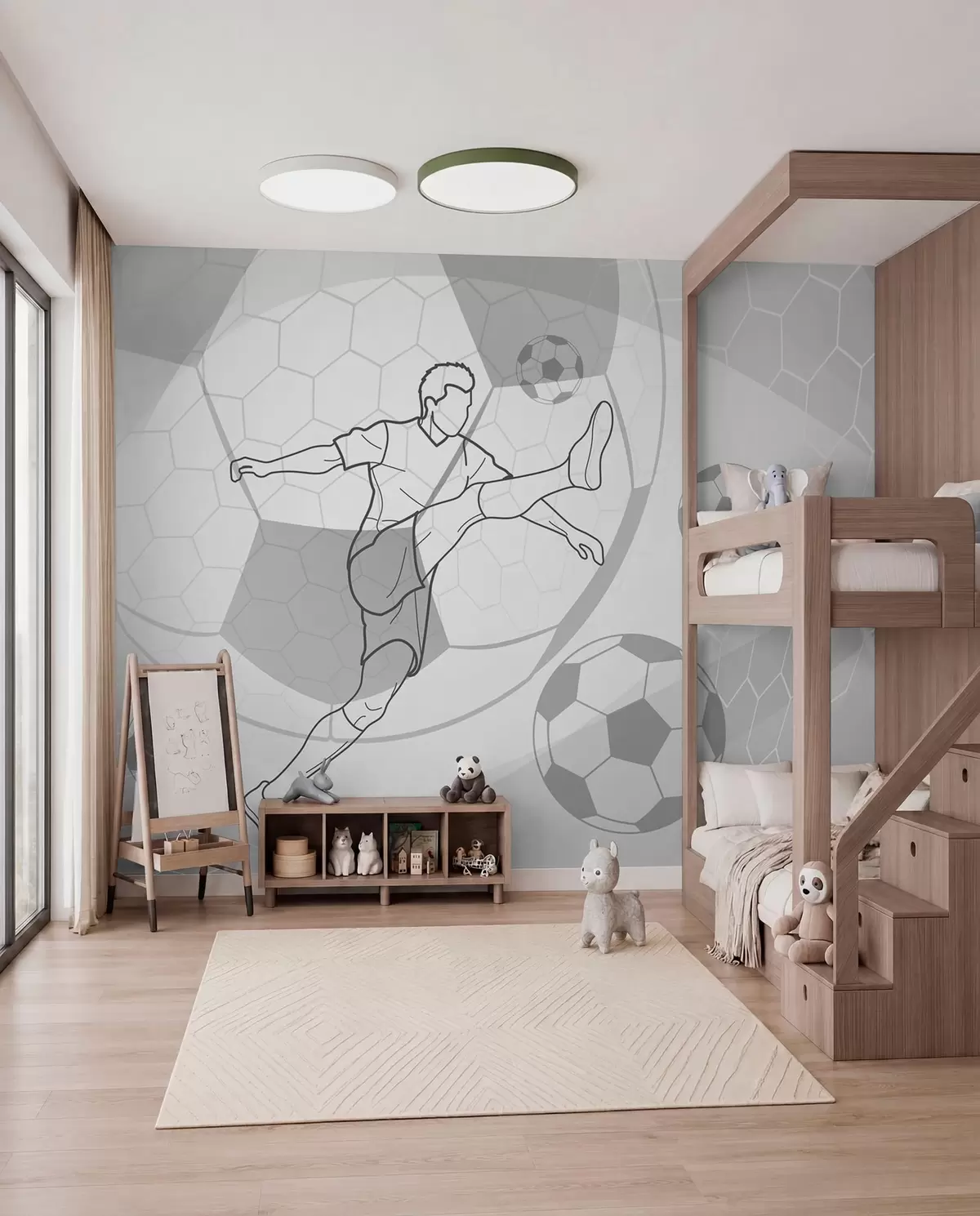 murales de pared Futbolista en líneas w04601v1