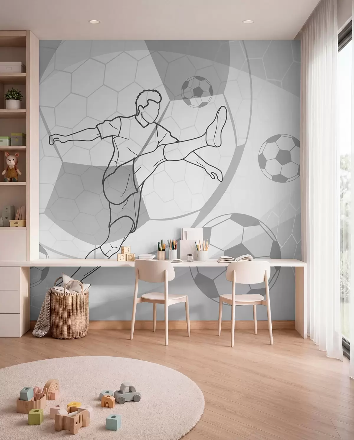 murales de pared Futbolista en líneas w04601v1