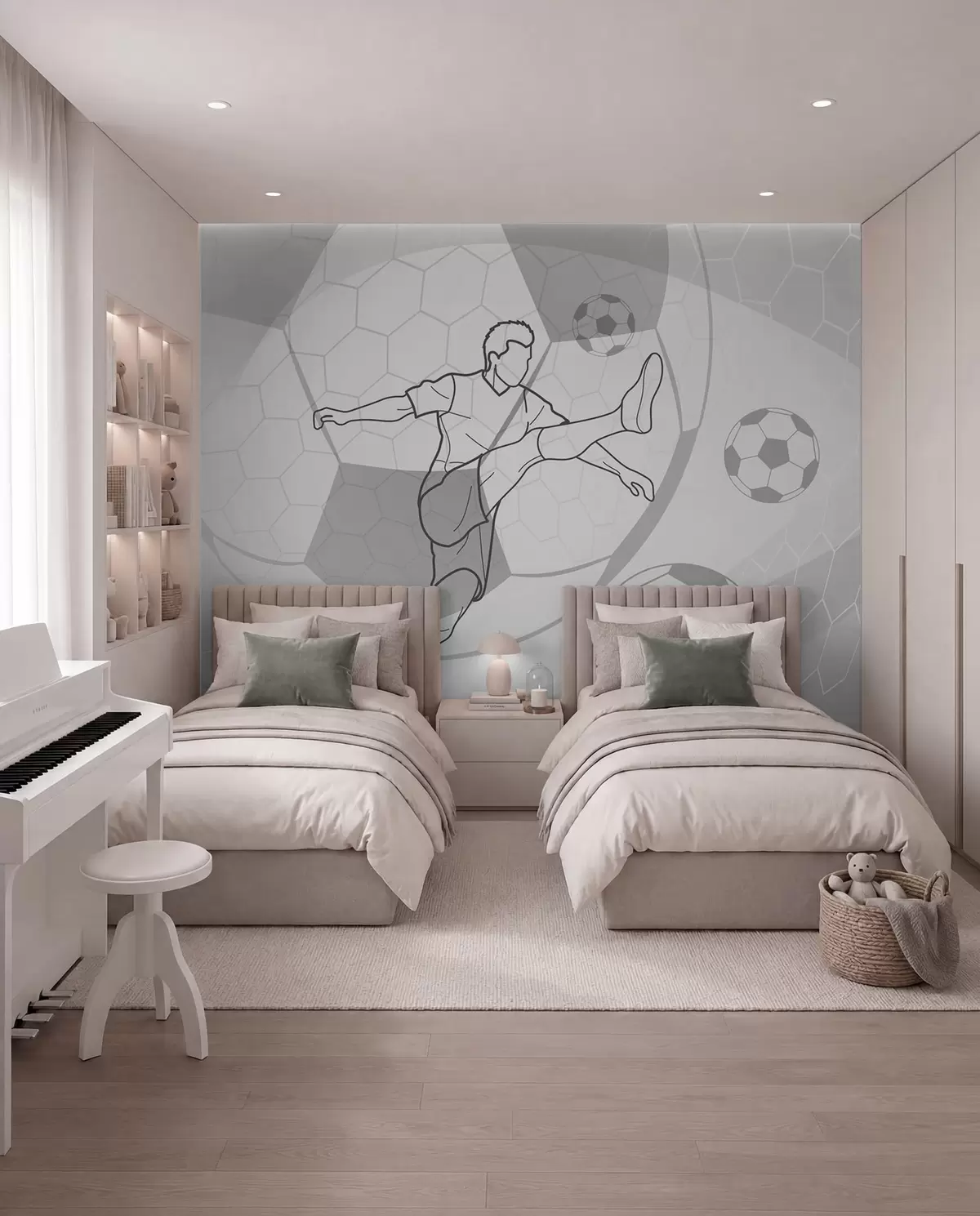 murales de pared Futbolista en líneas w04601v1