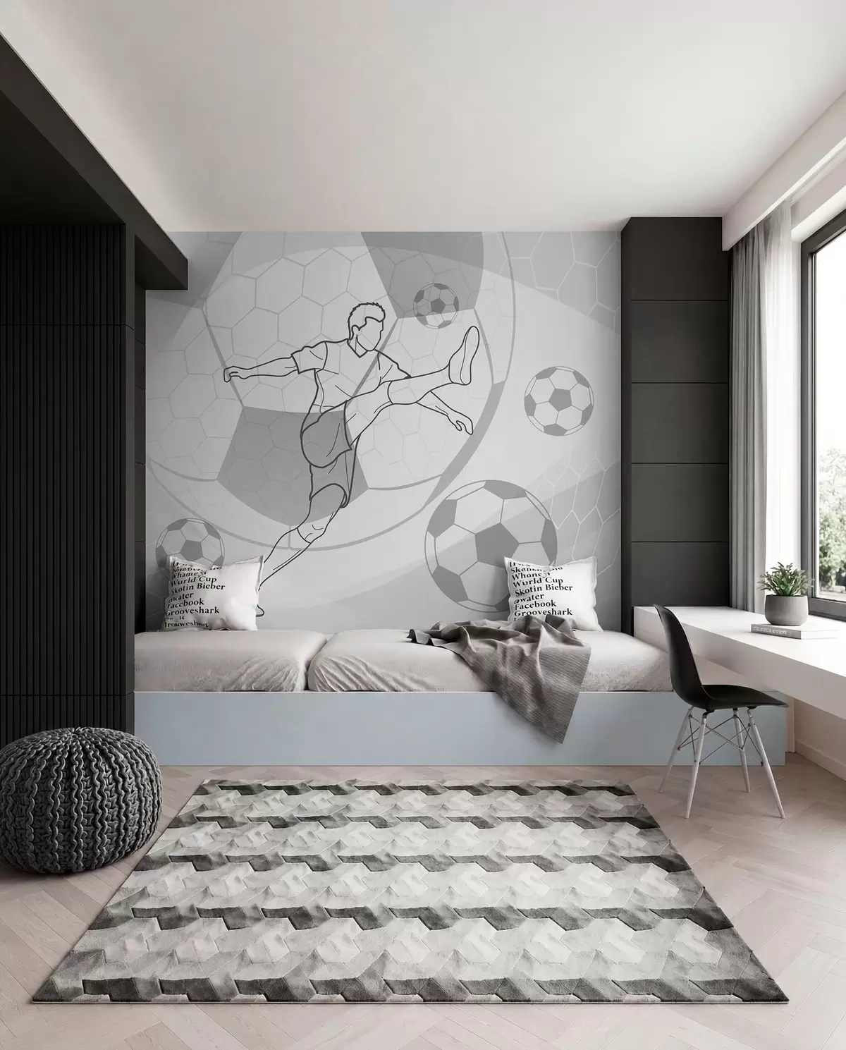 murales de pared Futbolista en líneas w04601v1