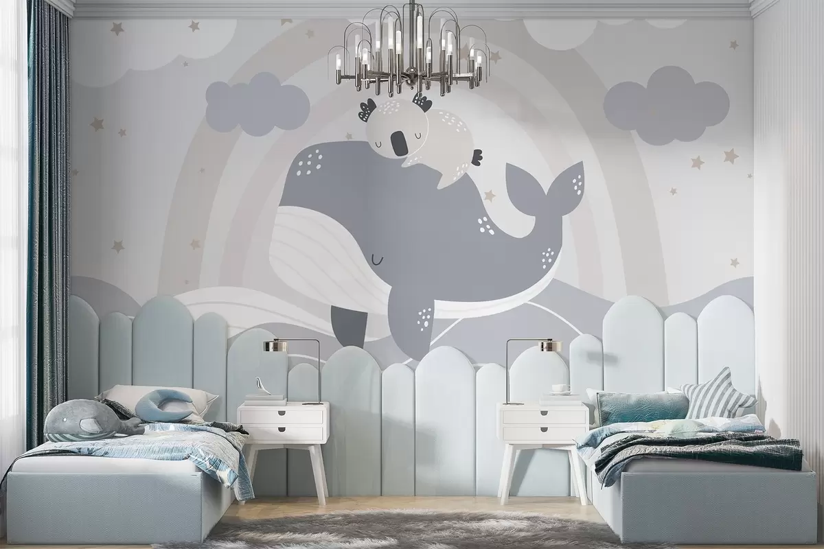 murales de pared Koala sobre una ballena w04602