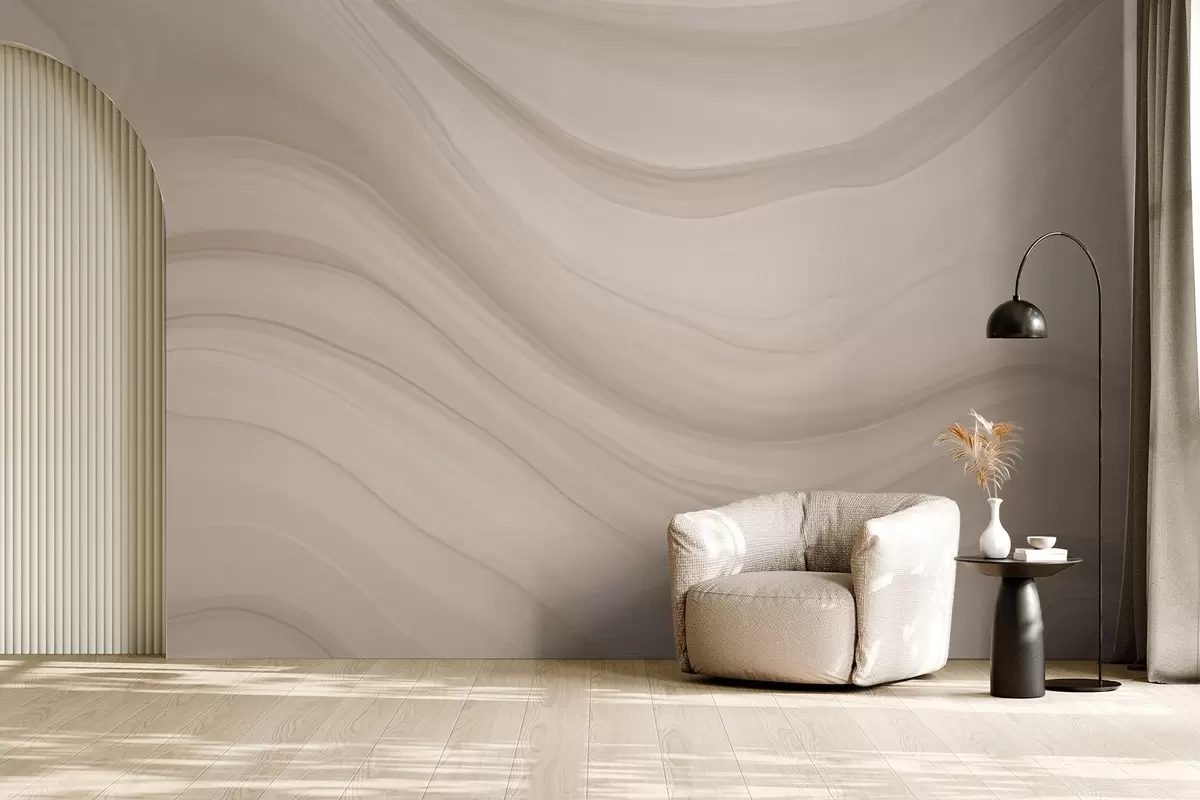 murales de pared Abstracción en beige claro con suaves ondas w04257
