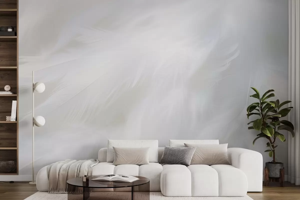 murales de pared Plumas blancas y suaves, textura ligera w04442