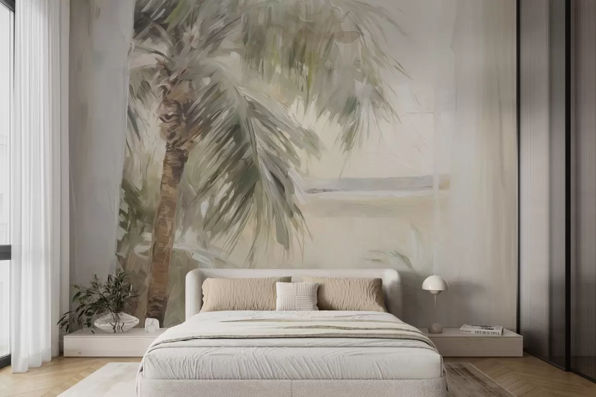 murales de pared Palmera fuera de la ventana w04653