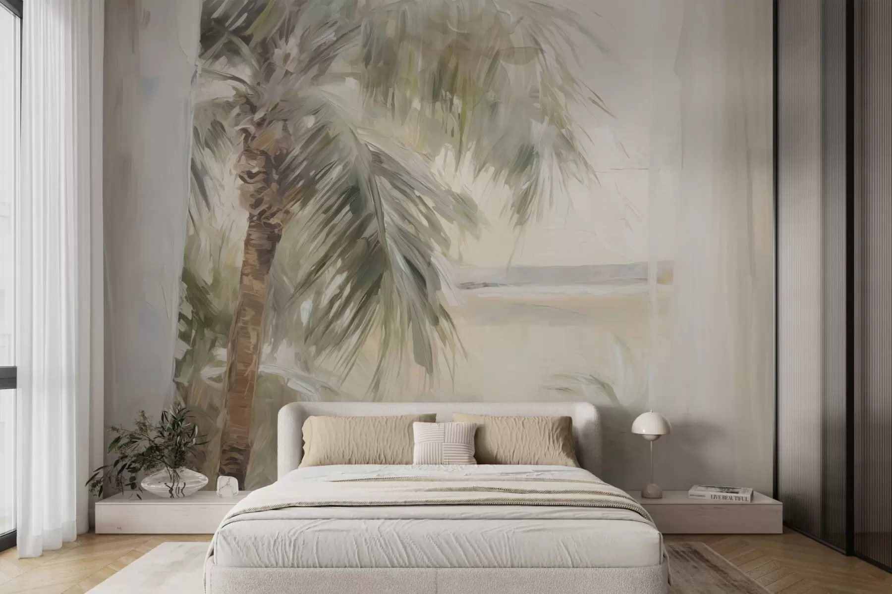 murales de pared Palmera fuera de la ventana w04653