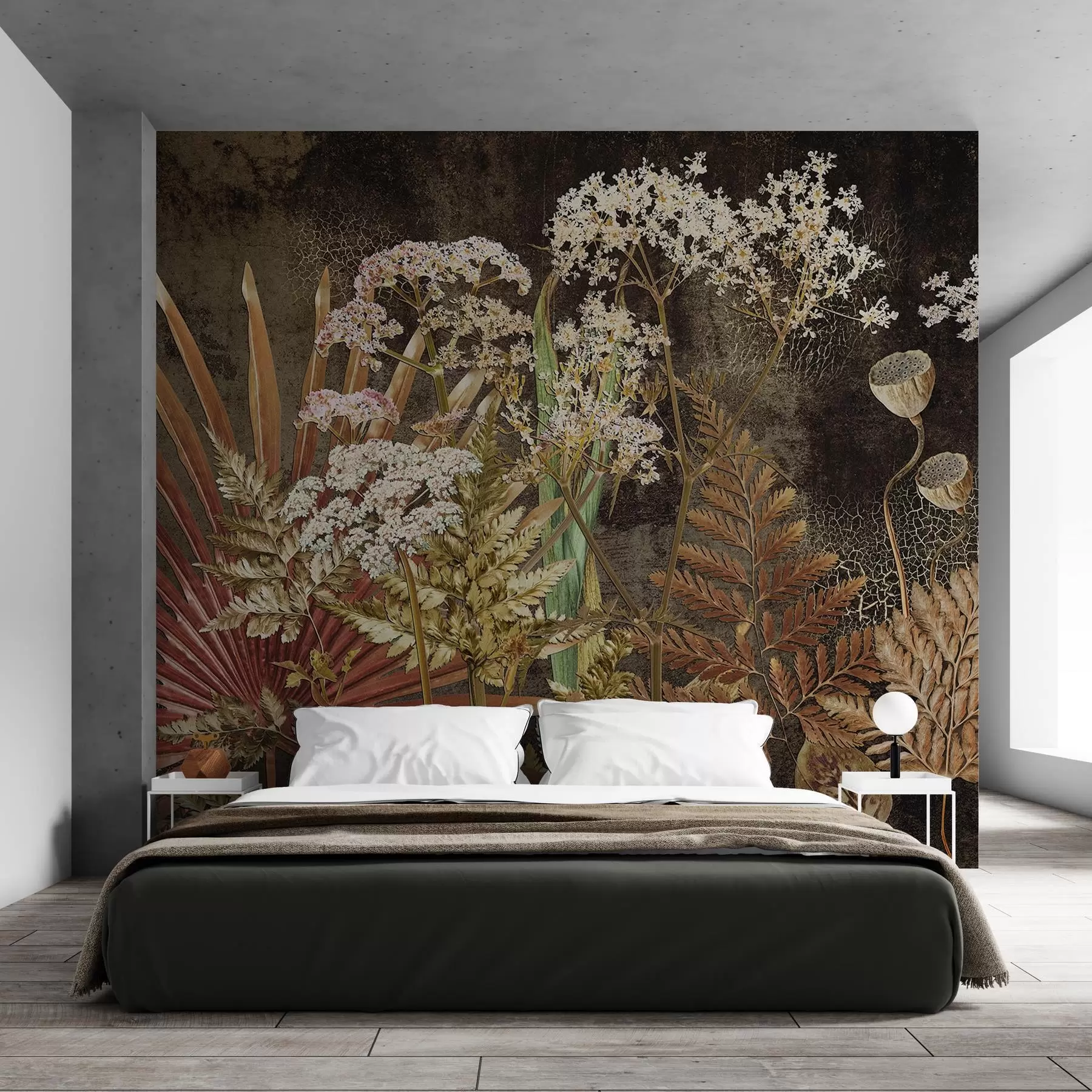 murales de pared Herbario sobre fondo oscuro w09323