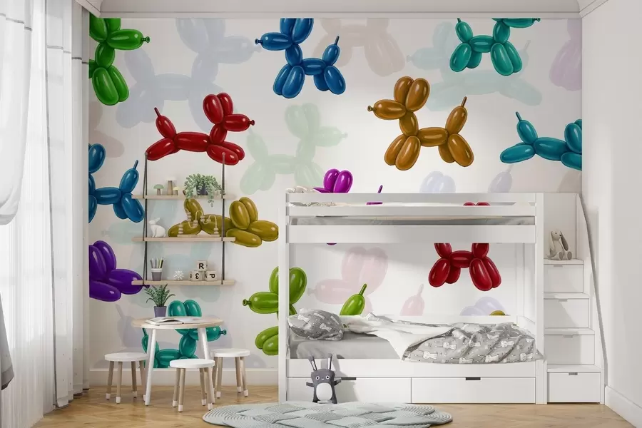 murales de pared Perros pintados hechos con pelotas w04676