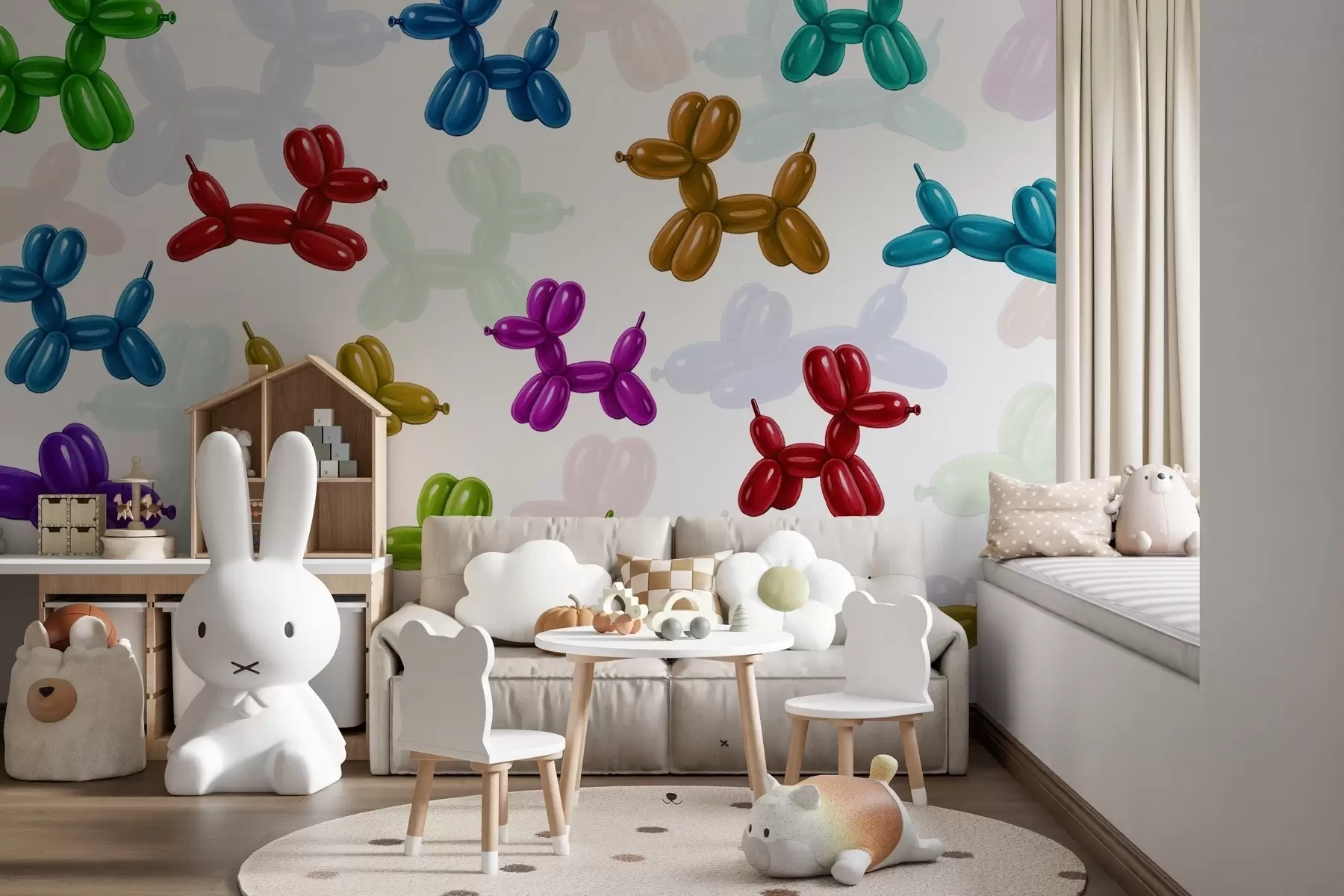Murales de pared Perros pintados hechos con pelotas w04676 murales de pared Perros pintados hechos con pelotas w04676