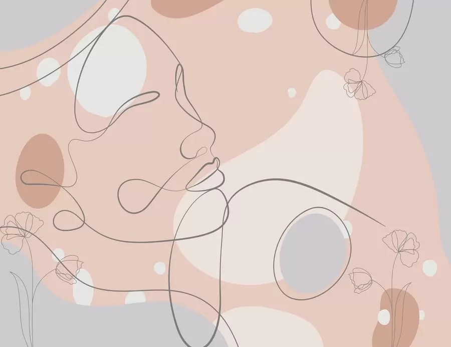 murales de pared Resumen con el rostro de una niña w04701