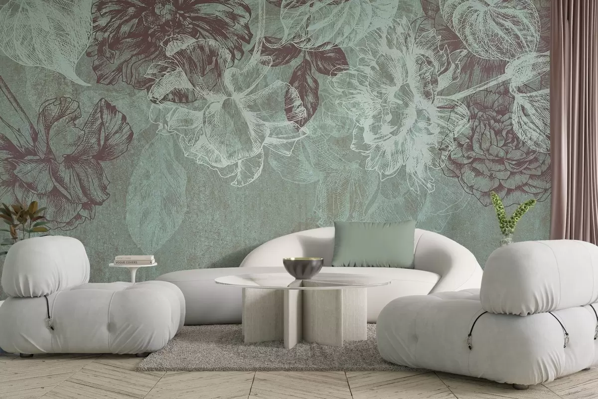 murales de pared Flores colgantes con contorno w04665v1