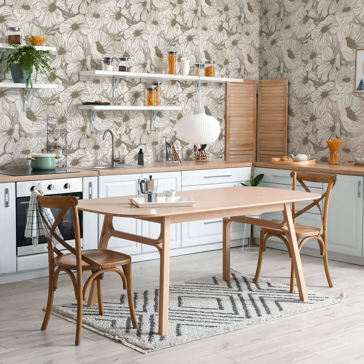 Papel pintado Flores lineales en una paleta monocromática de tonos beige y gris a00636