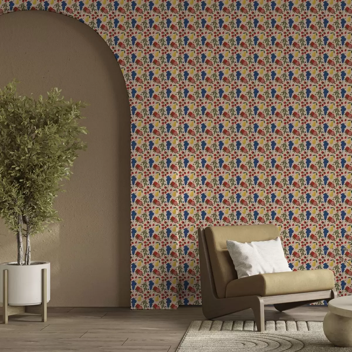 Papel pintado Jugosas frutas sobre un cálido fondo beige a00801v1