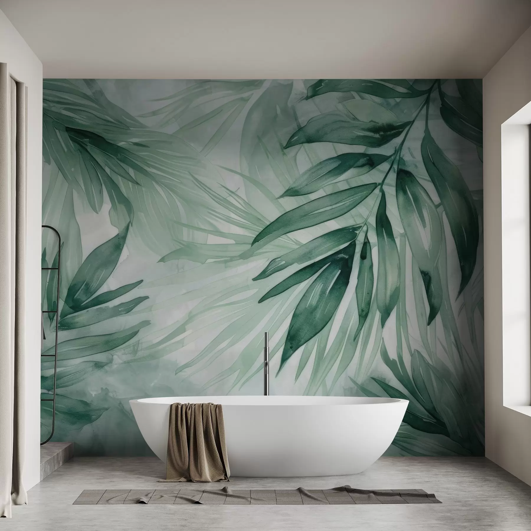 murales de pared Hojas de helecho acuarela w04694
