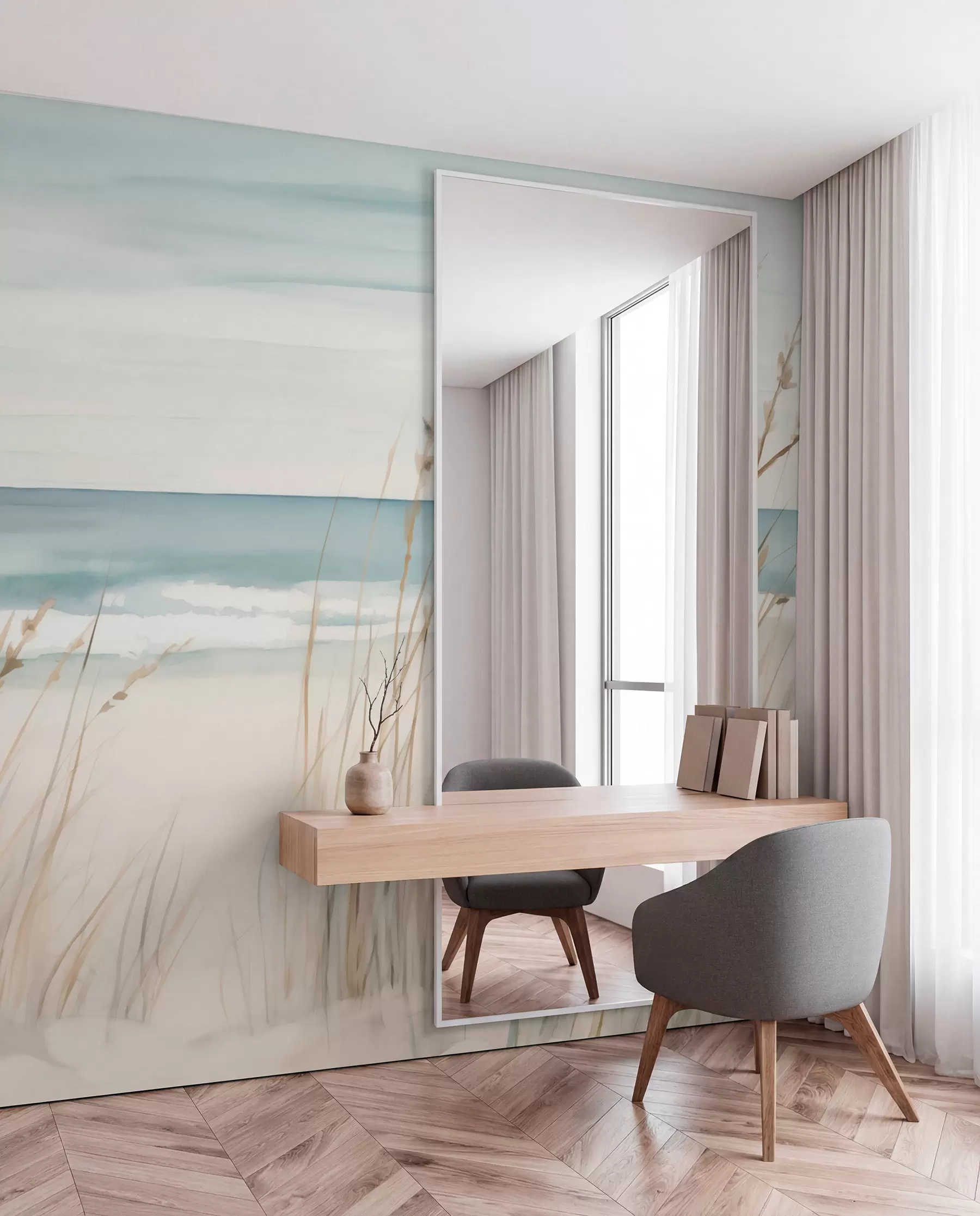 murales de pared Hierbas suaves junto al mar w04737