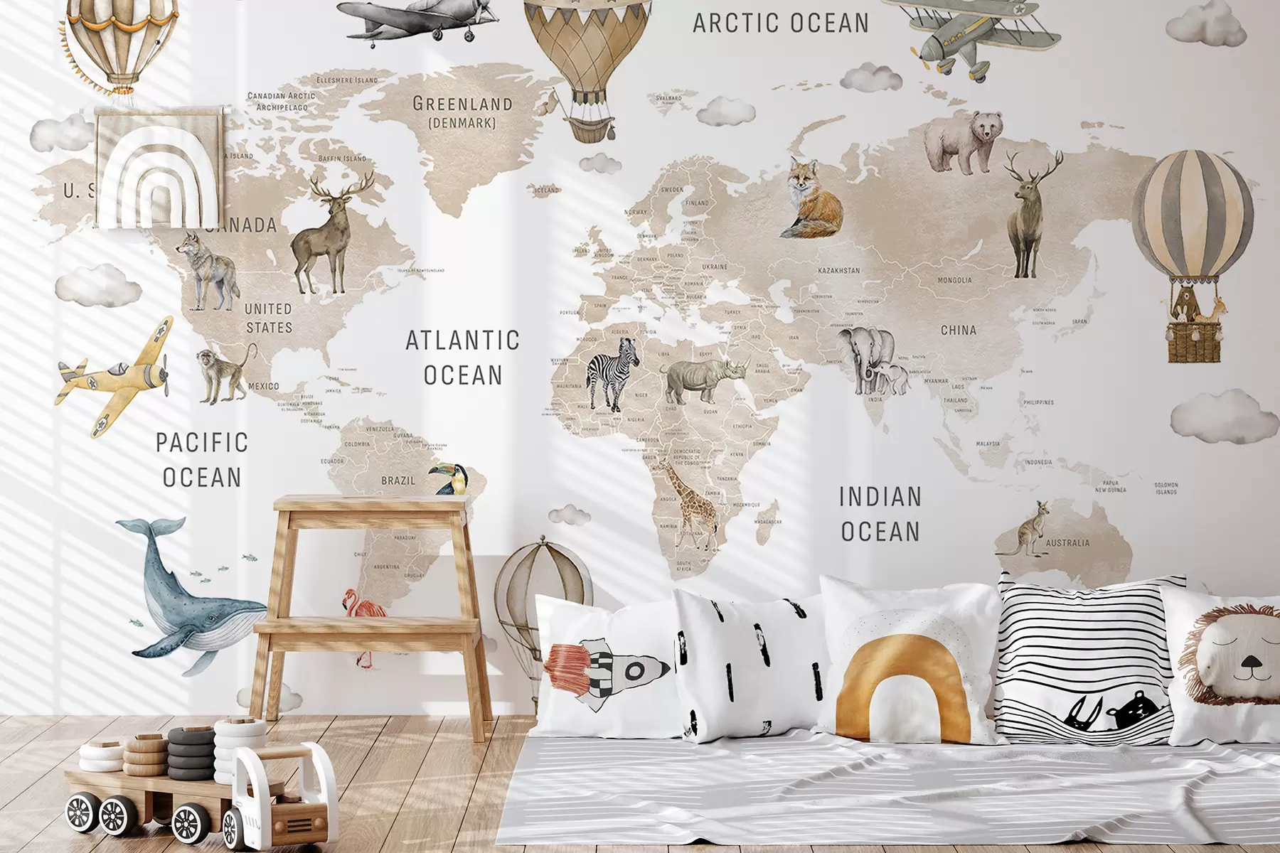 murales de pared Atlas animal en beige c00001env2