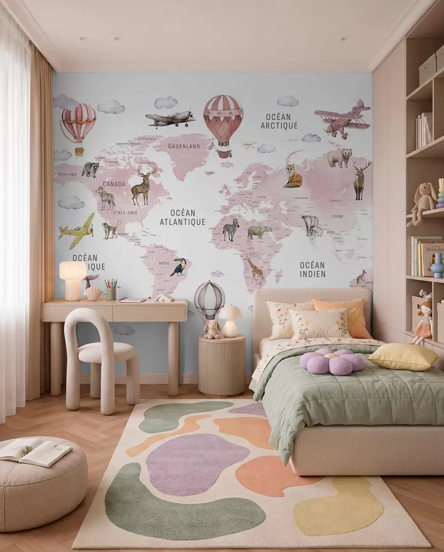 murales de pared Atlas rosa en francés c00001frv3