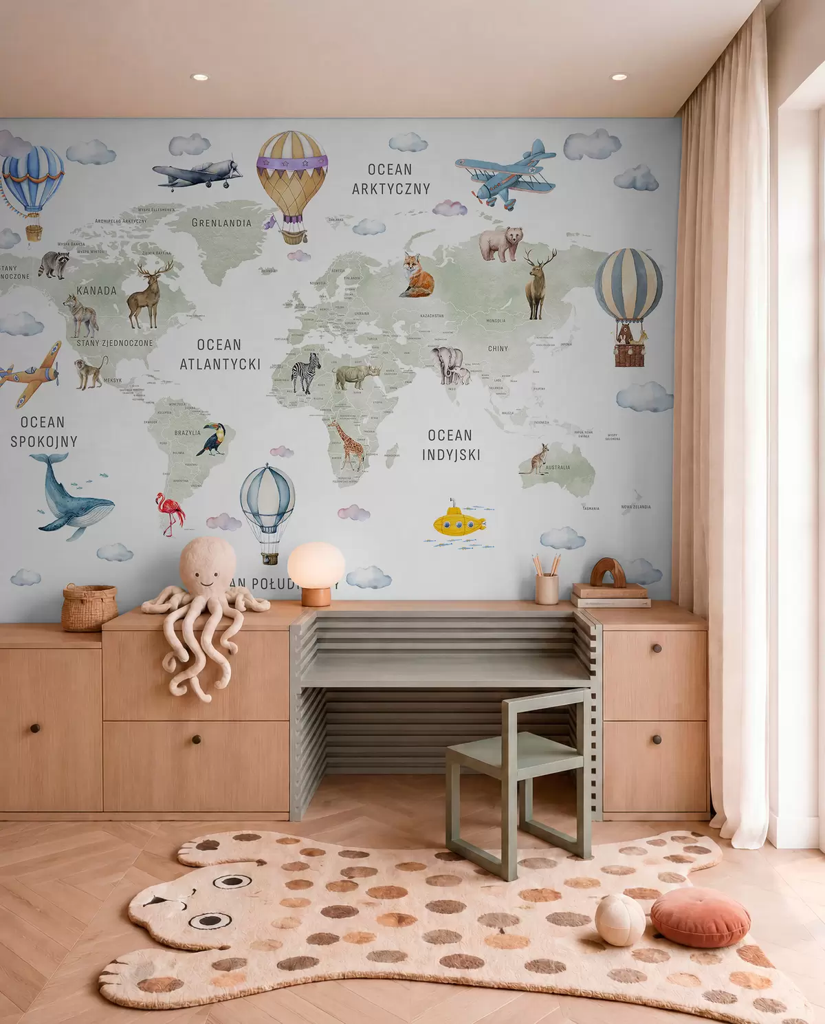 murales de pared Atlas verde en polaco c00001pl
