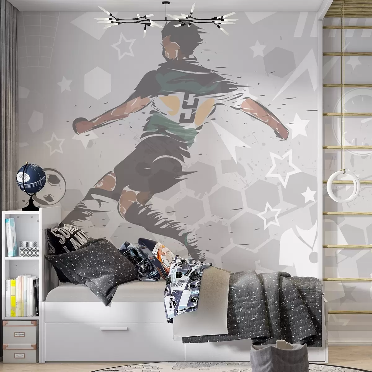 murales de pared Fútbol en tinta verde w04763