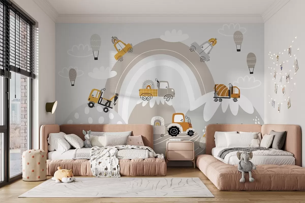 murales de pared Coches y tractores para niños w04765