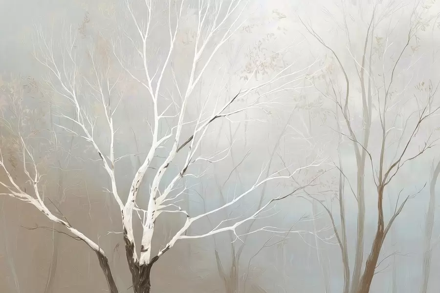 murales de pared Ramas ligeras en la niebla matinal en tonos pastel w09447