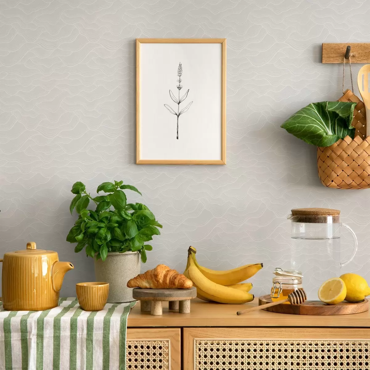 Papel pintado Ondas de luz, relieve casi blanco, mínimo. a00682v2