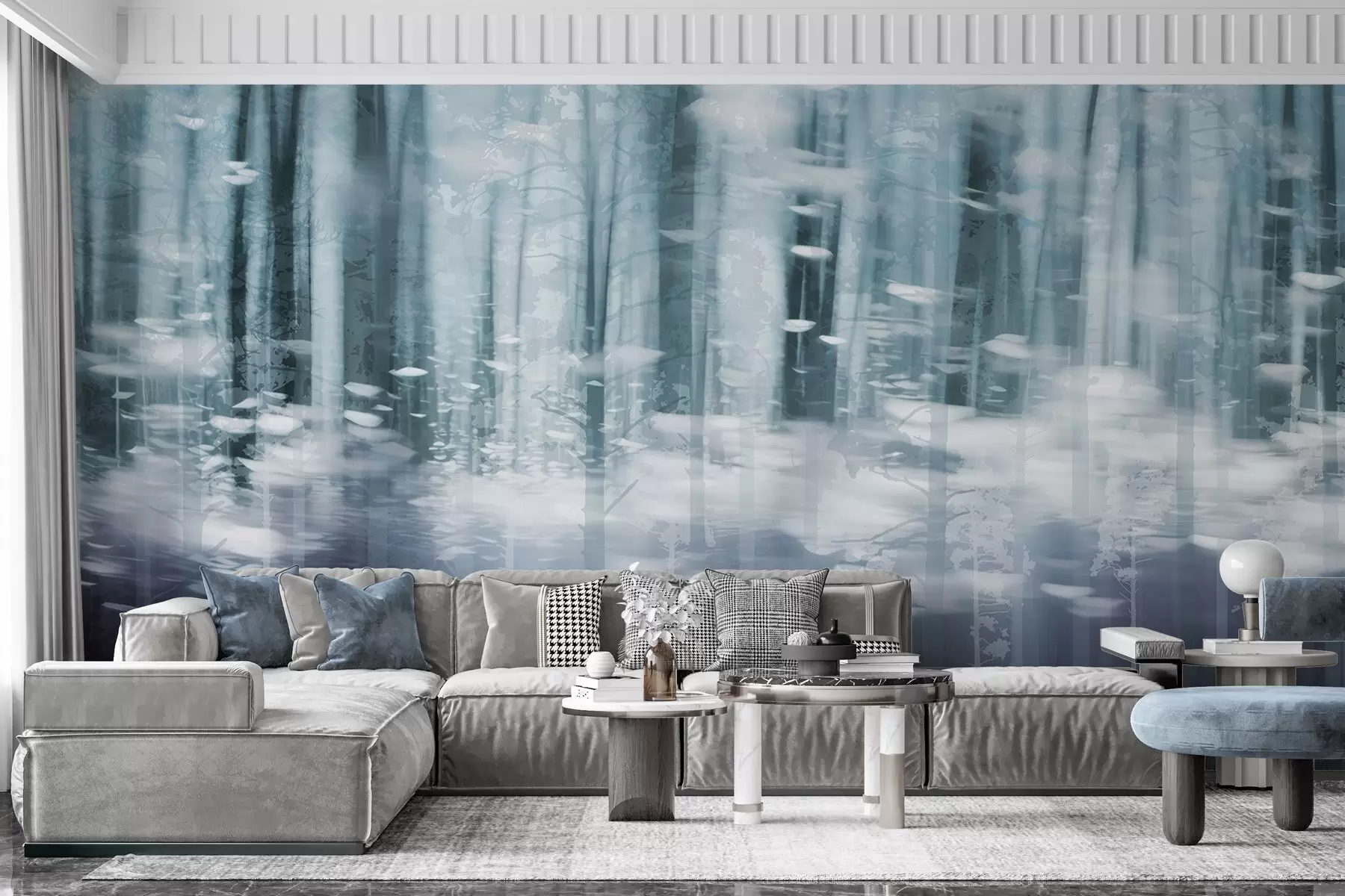 murales de pared Troncos de árboles estilizados en colores pastel w04844v1