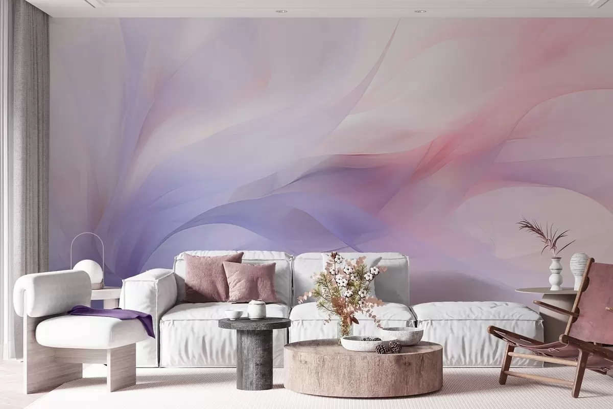 Murales de pared Suaves ondas abstractas en tonos azules y rosas. w09508 murales de pared Suaves ondas abstractas en tonos azules y rosas. w09508