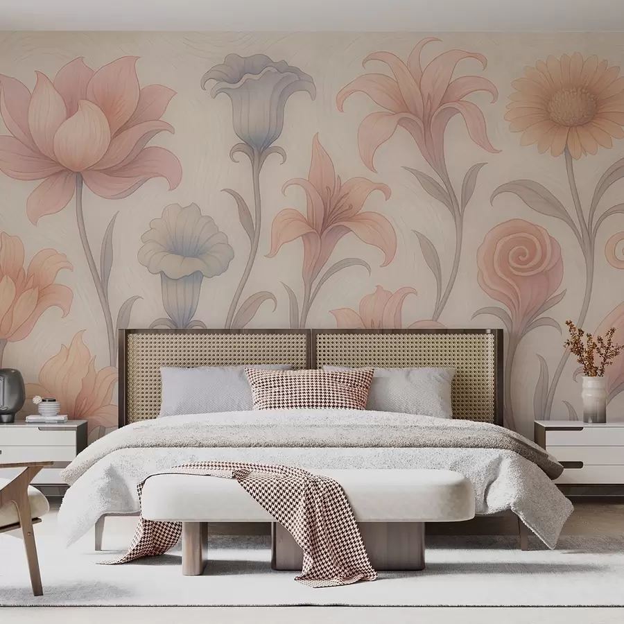 Murales de pared Tierna composición floral en colores pastel w09503 murales de pared Tierna composición floral en colores pastel w09503