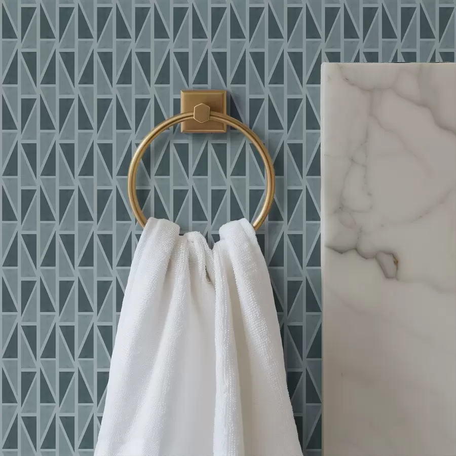 murales de pared Celosía de paneles de vidrio verde azulado con refuerzos diagonales. a00902